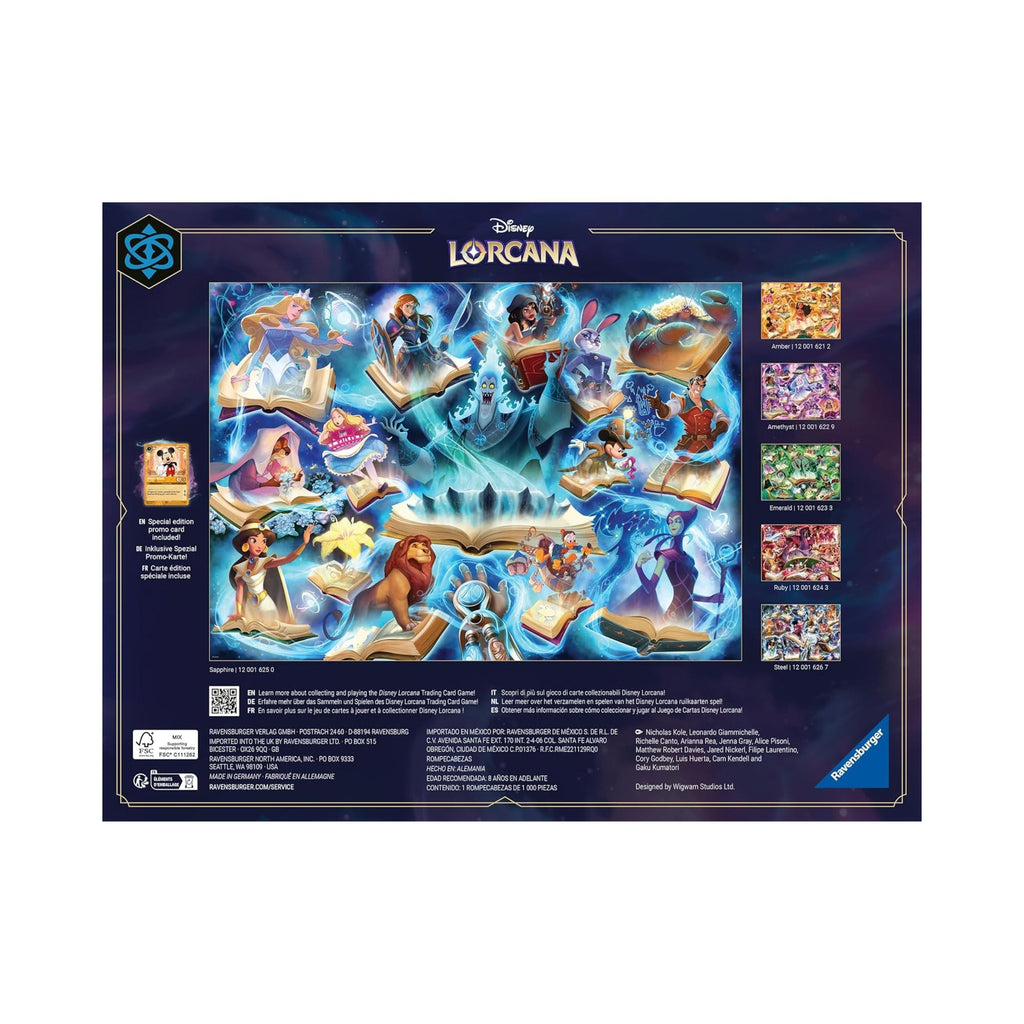 Disney Lorcana TCG Glimmers Realm Puzzle Sapphire, Ravensburger 1000 Piece Puzzle, Disney Lorcana Art Puzzle for Adults, Disney Puzzle 1000 Pieces Collectible Jigsaw