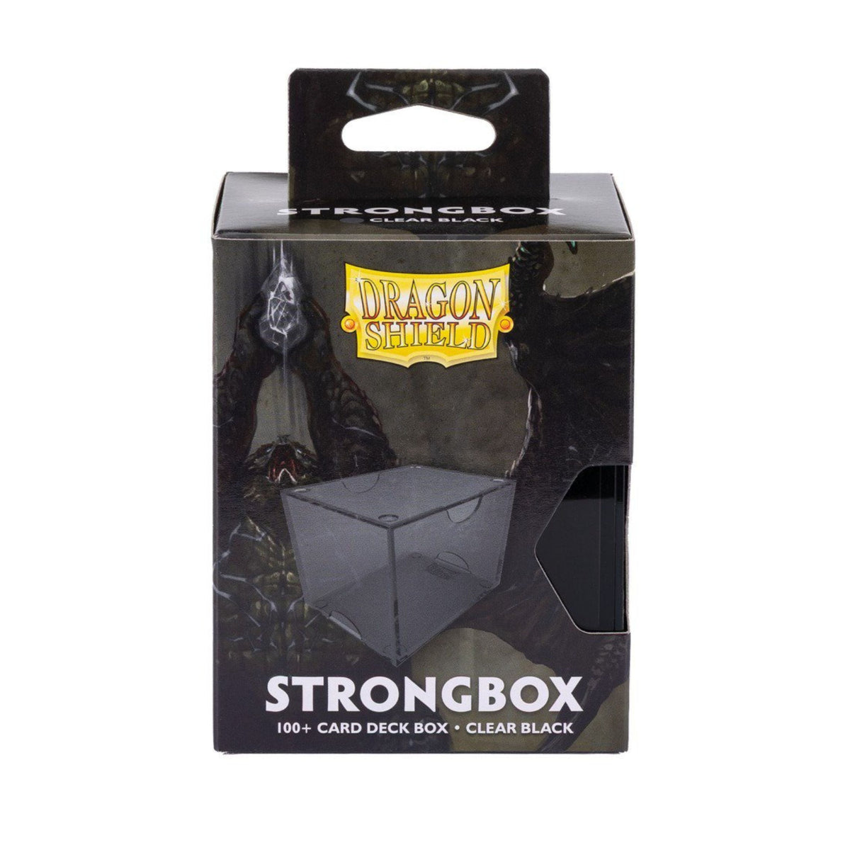 Dragon Shield Strongbox Card Deck Box Black 100+ Double-Sleeved Card Capacity, Clear Acrylic TCG Storage Case, Stackable Deck Box with Secure Vacuum Seal Closure