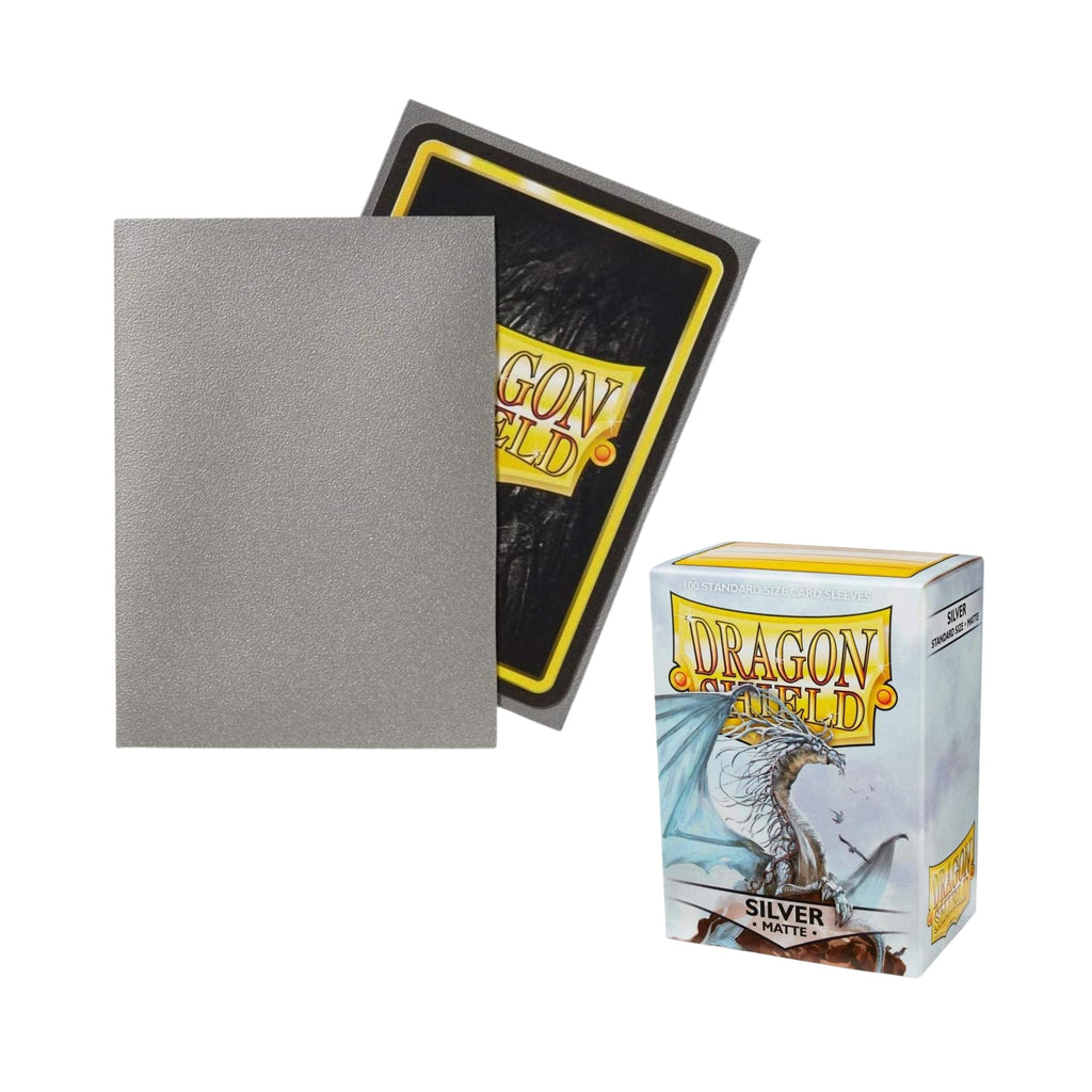 Dragon Shield Card Sleeves Silver Matte Standard Size Trading Card Protectors, 100ct