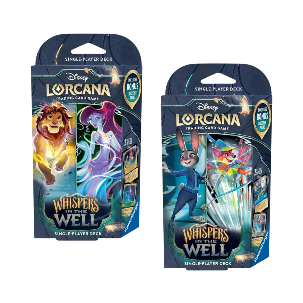 Disney Lorcana TCG Whispers in the Well Starter Decks Set of 2 (Amber & Emerald and Sapphire & Steel) Collectible Card Game