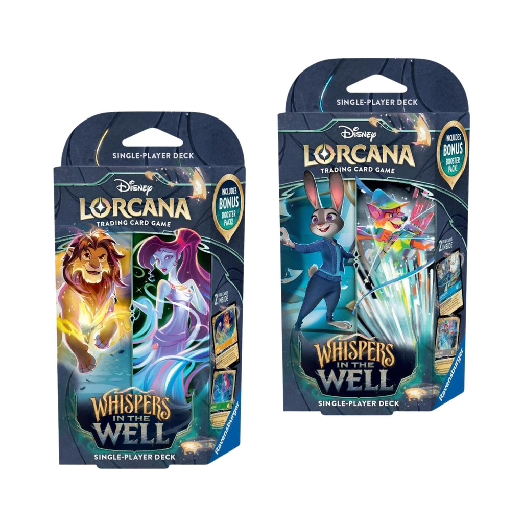 Disney Lorcana TCG Whispers in the Well Starter Decks Set of 2 (Amber & Emerald and Sapphire & Steel) Collectible Card Game