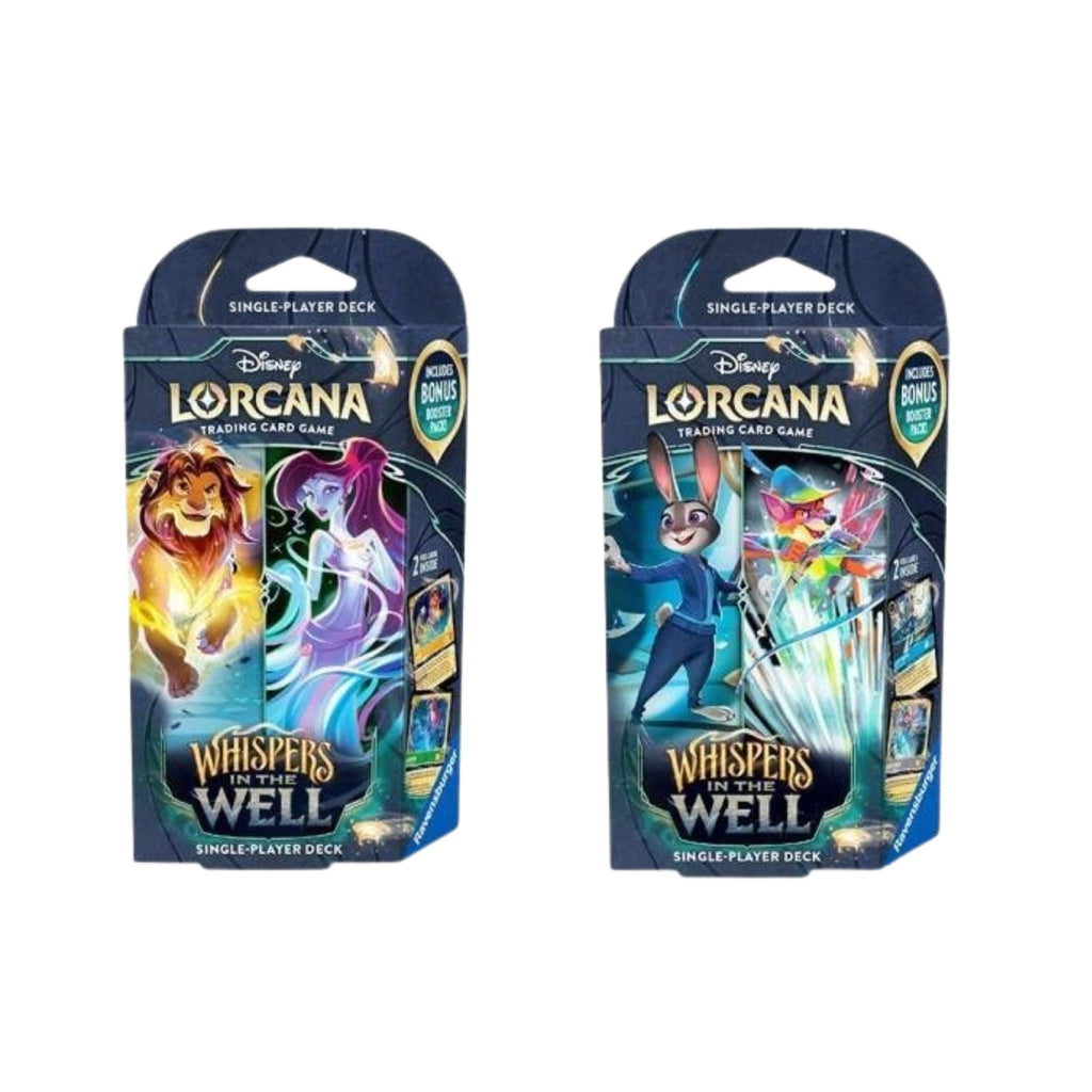 Disney Lorcana TCG Whispers in the Well Starter Decks Set of 2 (Amber & Emerald and Sapphire & Steel) Collectible Card Game