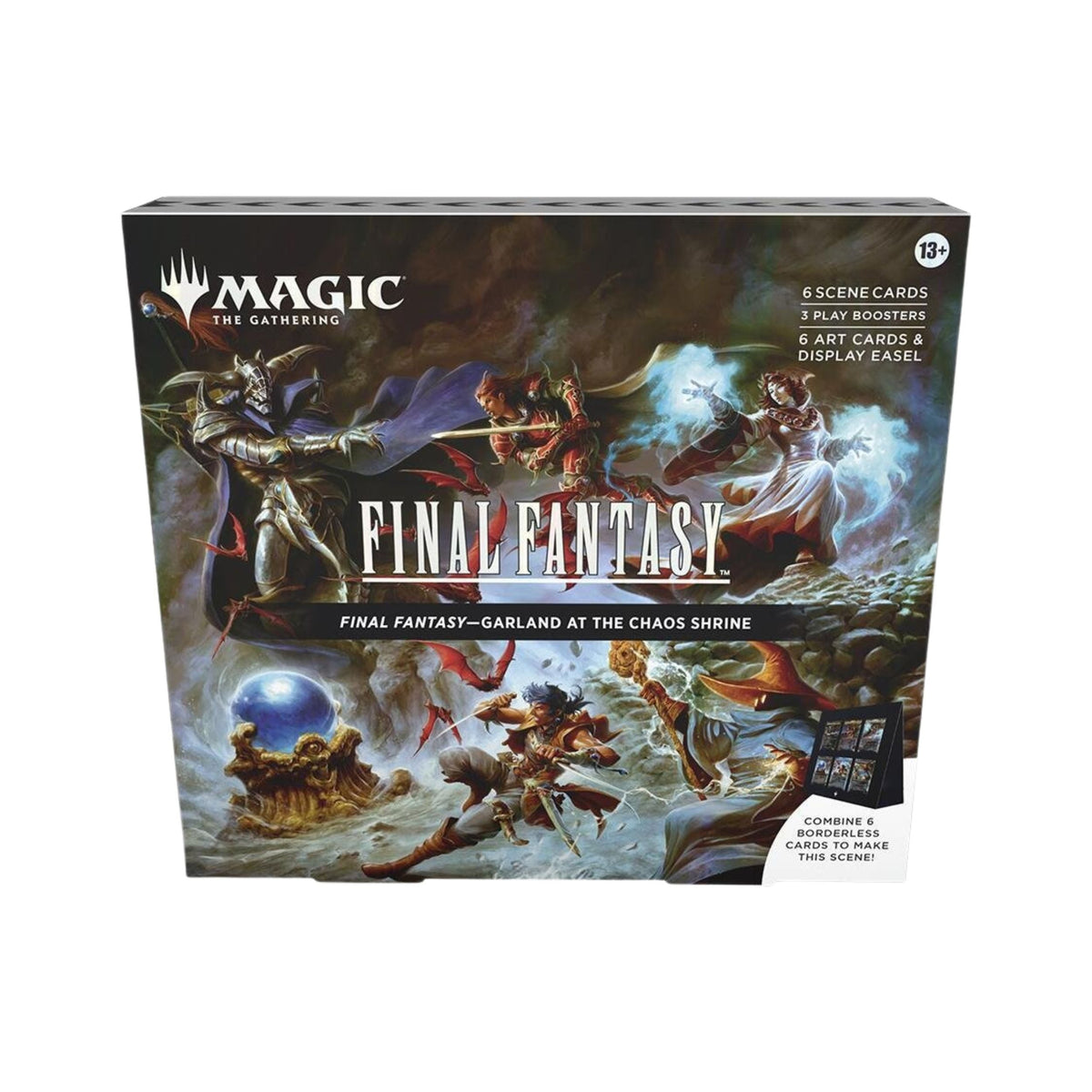 FINAL FANTASY – Scene Box (Garland at the Chaos Shrine) | Magic: The Gathering TCG Crossover | 6 Foil Borderless Cards + 3 Play Boosters + Display Easel