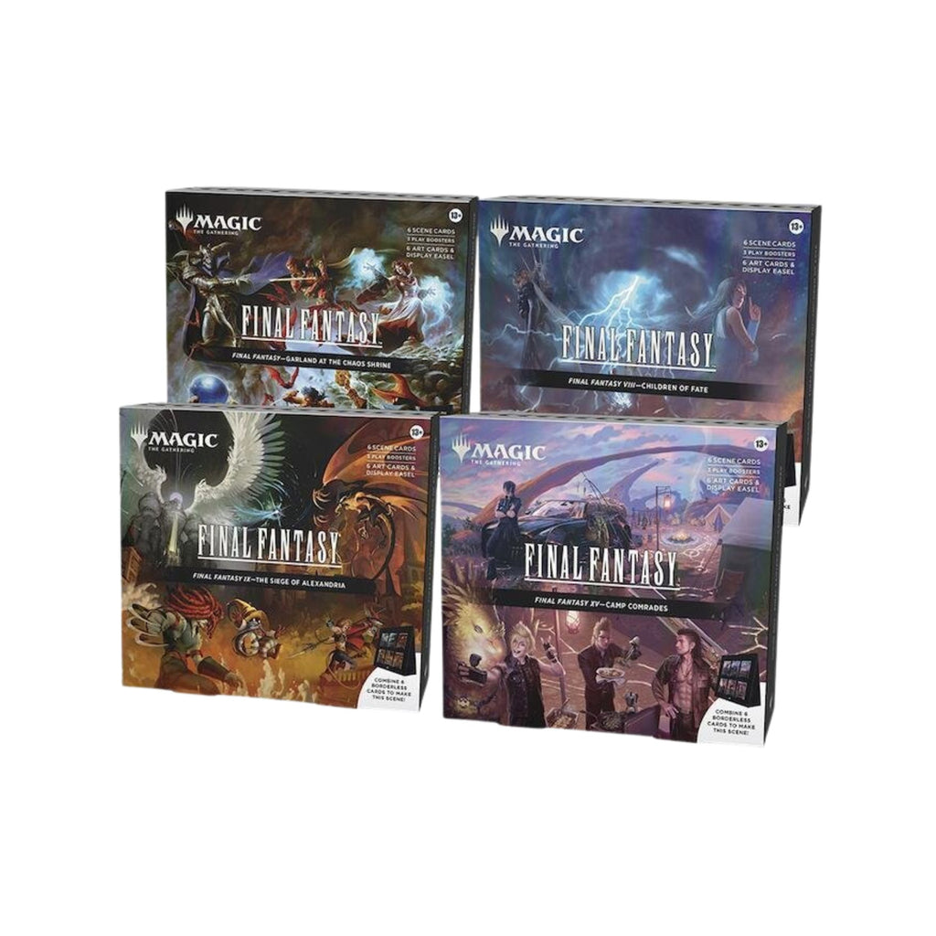 FINAL FANTASY - Scene Box Case | Magic: The Gathering TCG Crossover | Includes 4 Scene Boxes with Foil Cards, Art Cards, Play Boosters & Display Easels