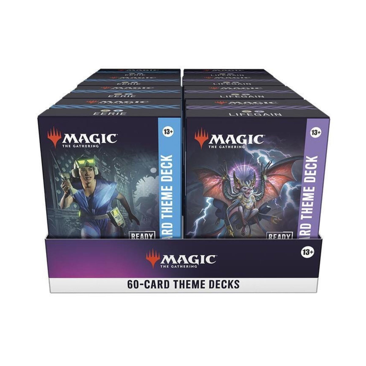 Magic: The Gathering Secrets of Strixhaven Theme Deck Display – 8 Prebuilt 60-Card Decks (4 of Each Type) with Tokens, Deck Boxes & Strategy Inserts