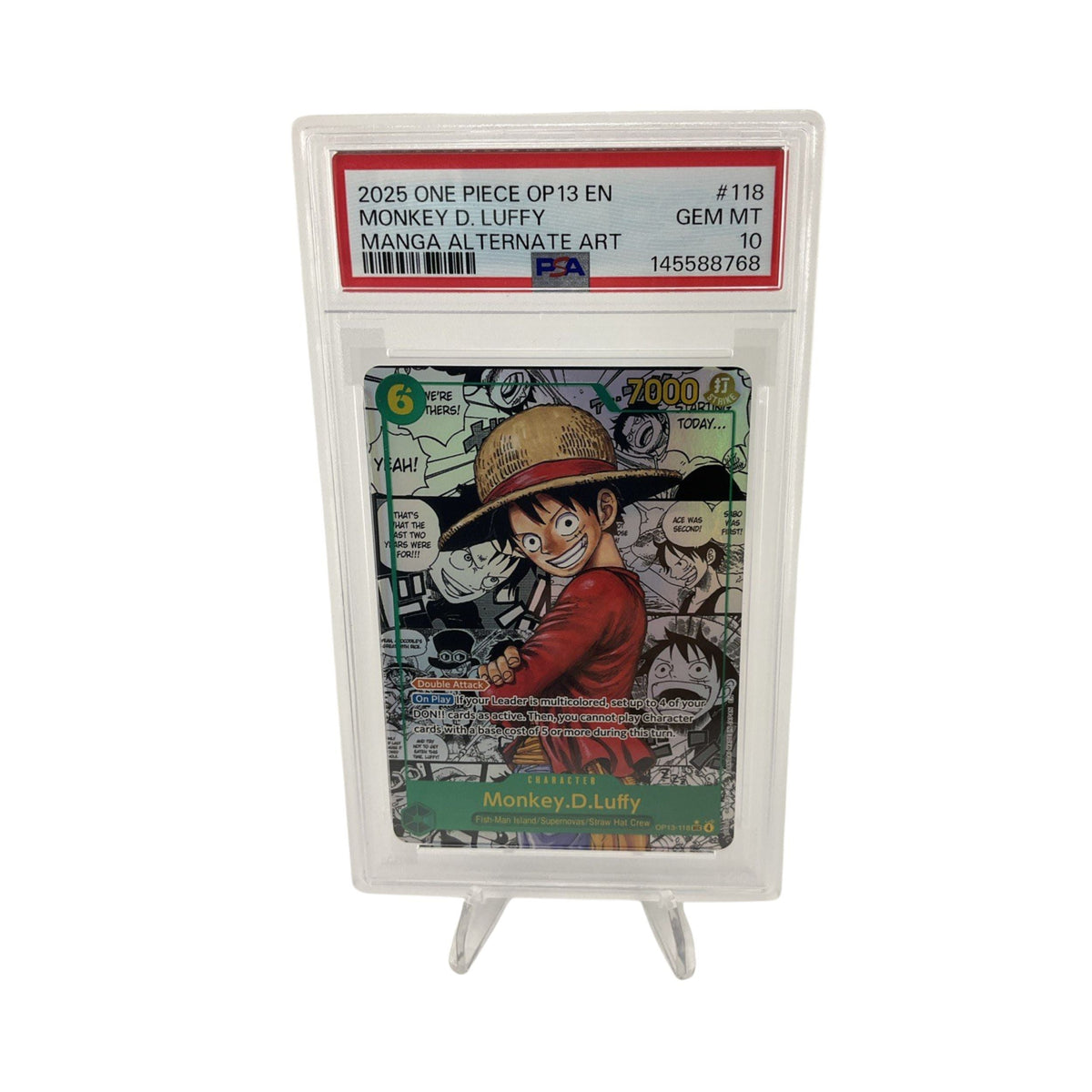 One Piece OP-13 118 Monkey D. Luffy Manga PSA 10 GEM MINT Carrying On His Will