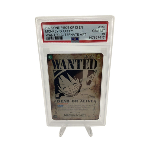 2025 One Piece OP13 EN Wanted Alternate Art #118 Monkey D Luffy PSA 10