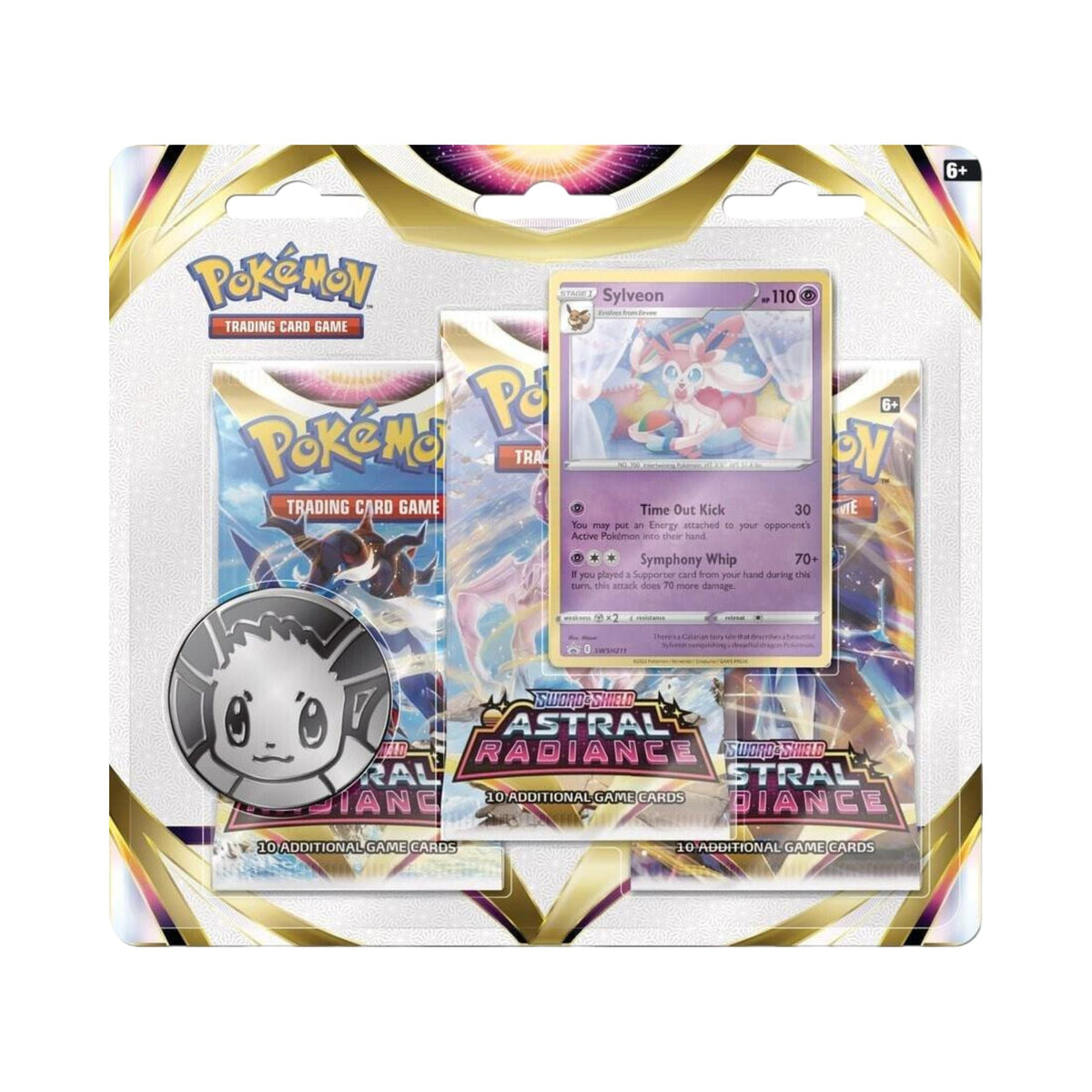 Pokemon TCG 3 Pack Blister Sword and Shield Astral Radiance Sylveon Trading Card Game