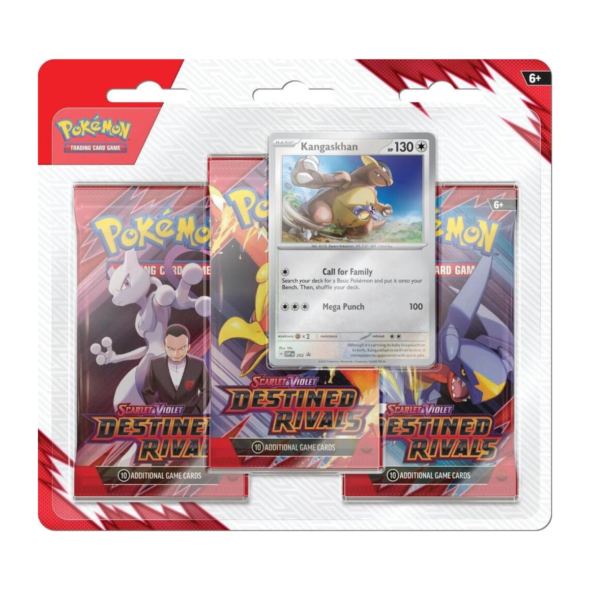 Pokemon TCG Destined Rivals 3 Pack Blister Kangaskhan Promo Card Booster Packs