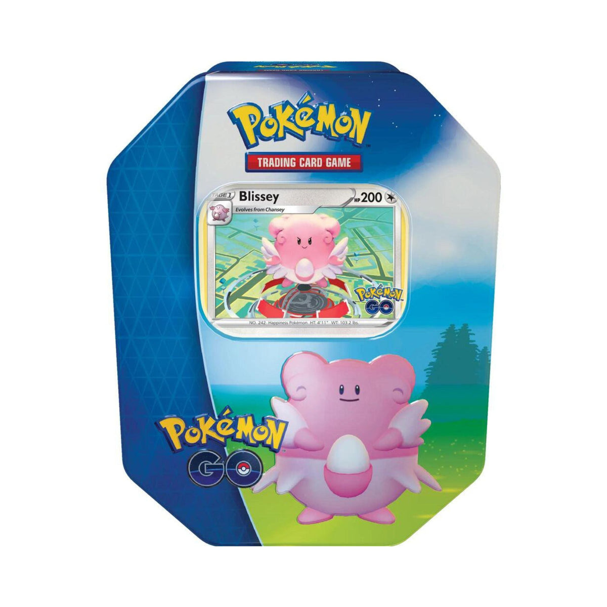 Pokemon TCG Pokemon GO Blissey Tin with Pokemon Card Packs and Featured Card