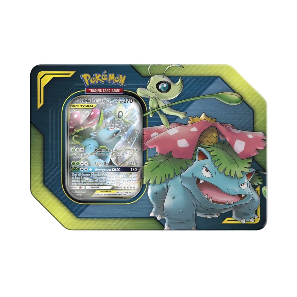 Pokemon TCG Tag Team Tin Celebi and Venusaur GX Collectible Card Game Tin