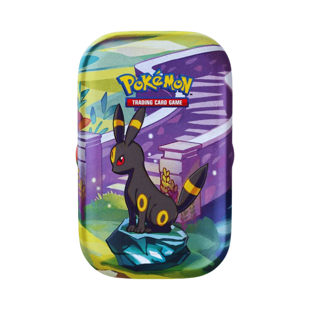 Pokémon TCG Prismatic Mini Tin with 2 Booster Packs & Art Card | Collectible Trading Card Game Tin for Pokémon Cards, Packs & Display