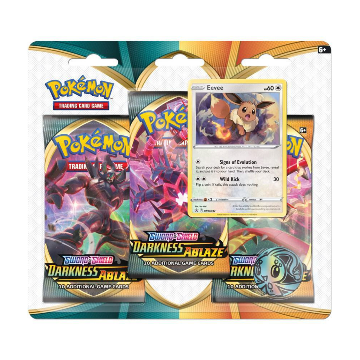 Pokemon TCG Sword and Shield Darkness Ablaze 3 Pack Blister with Eevee Promo