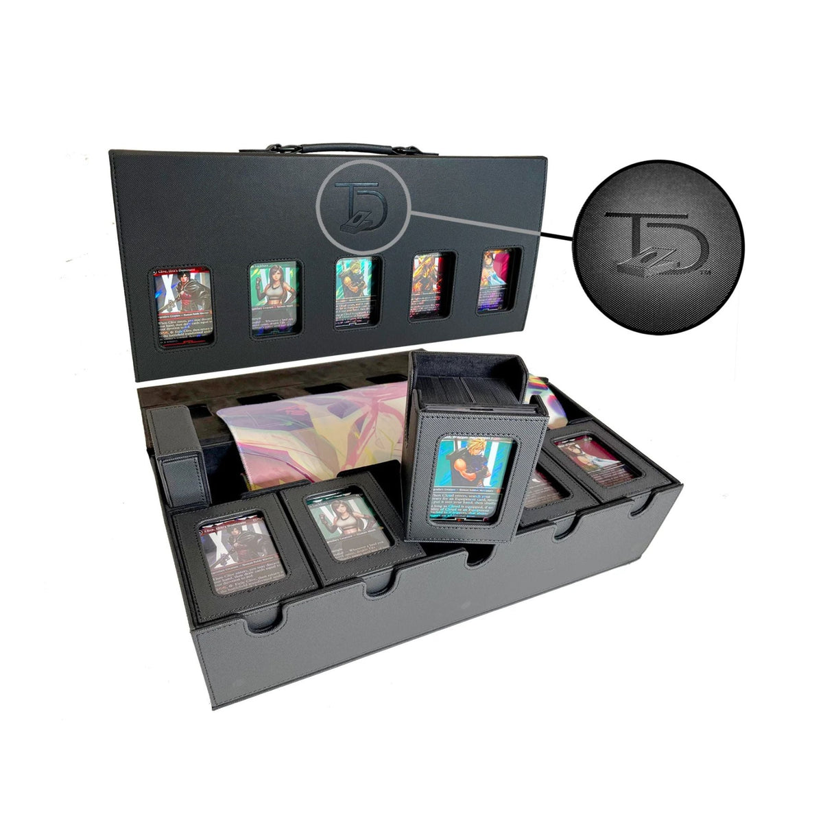 TopDeck Duelist Box Card Storage Case Holds 5 Deck Boxes Playmat Dice Trading Card Organizer