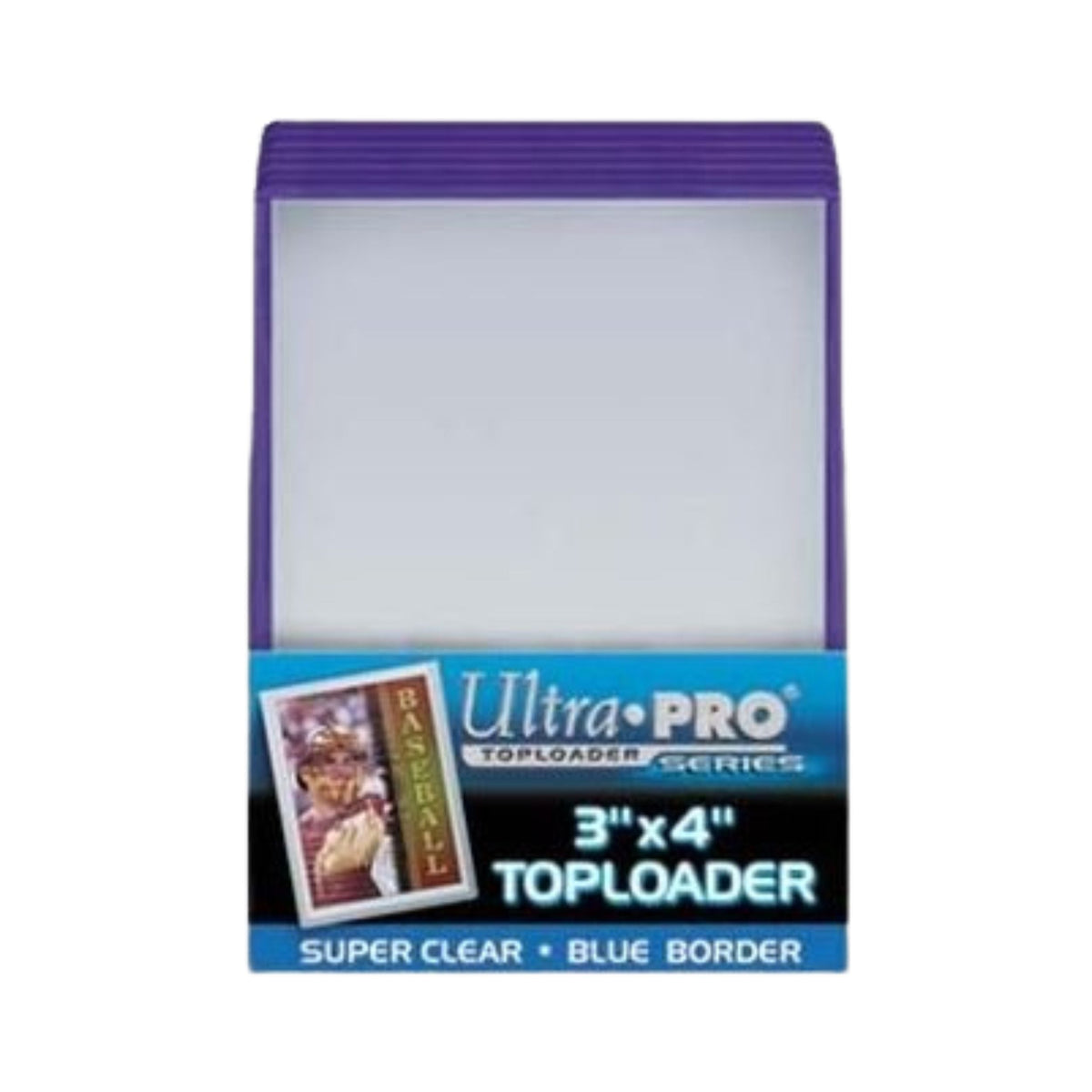 Ultra Pro Standard 3" x 4" Top Loader – Blue Super Clear Card Holder with Colored Border | Protects Cards up to 2.5" x 3.5" | Durable Trading Card Sleeve for Collectors