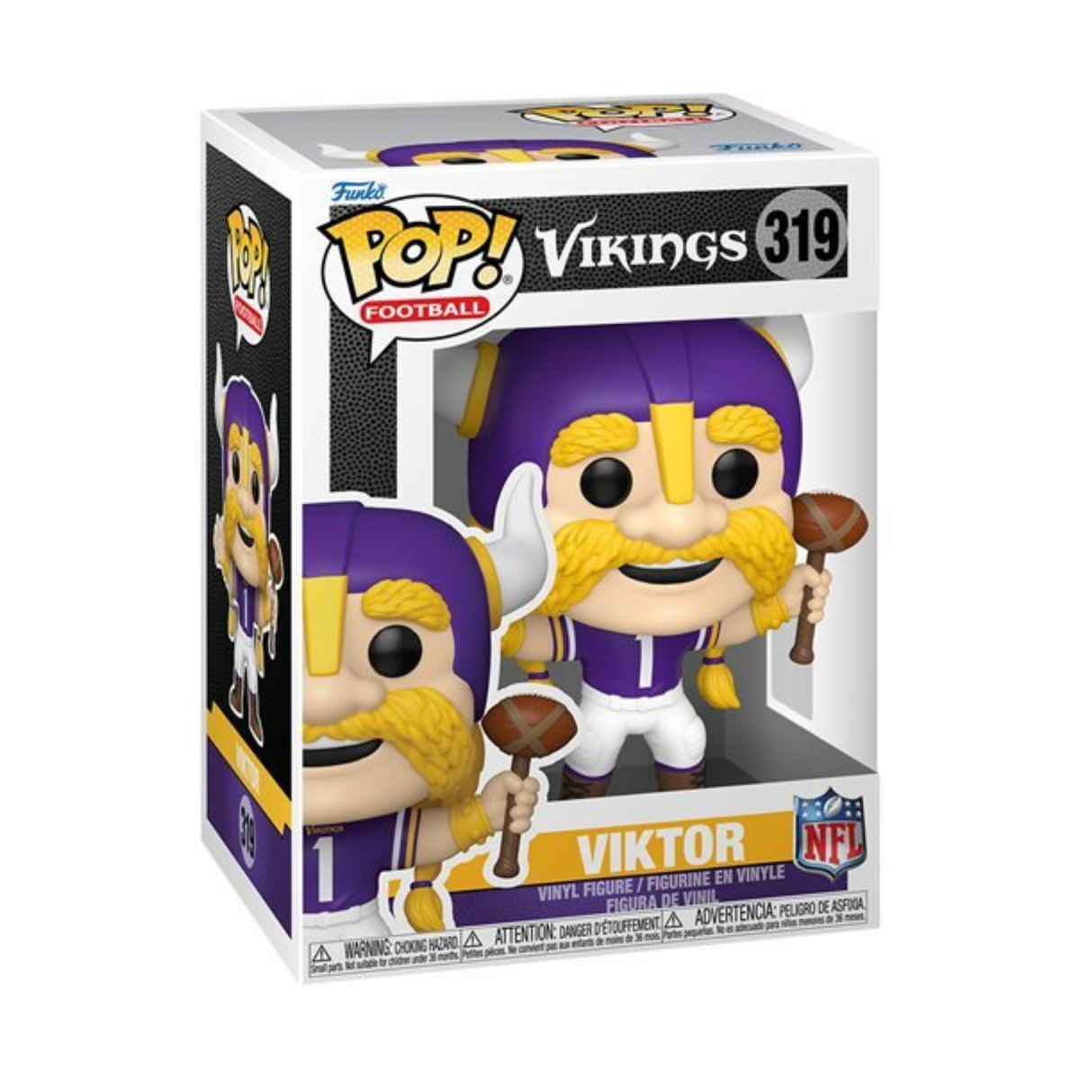 Viktor #319 Funko Pop! Football Vikings NFL Mascots - Approx. 4 1/2" Collectible Vinyl Figure Bundled with Display Box Protector Case