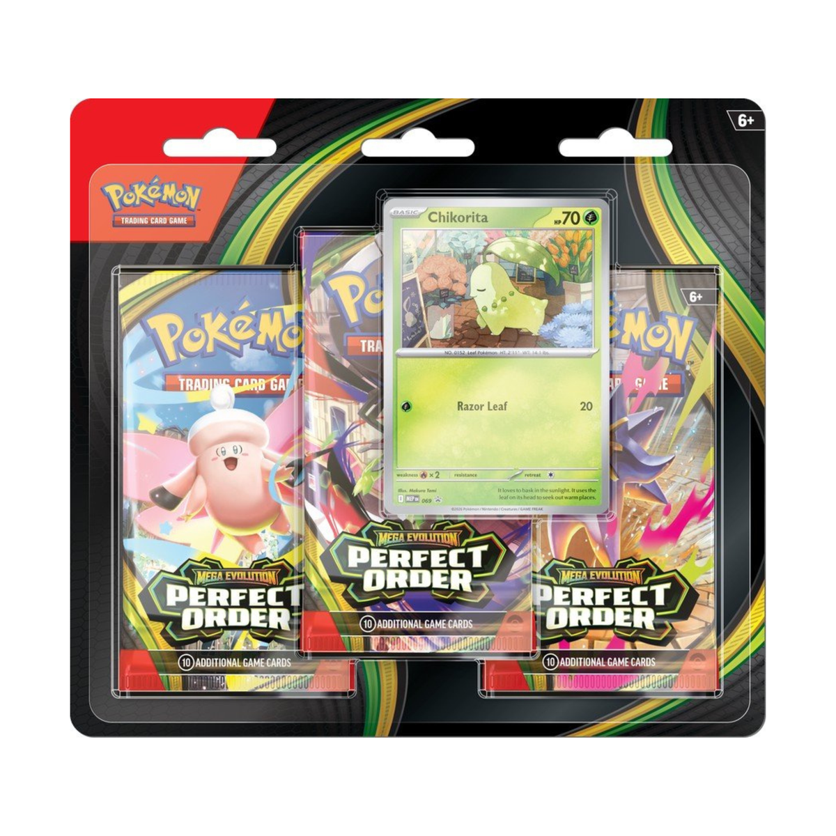 Pokemon TCG: Mega Evolutions ME3 - Perfect Order 3-Pack Blister | Trading Cards Booster Pack, Collectible Pokemon Cards, TCG Card Deck & Anime Cards Set