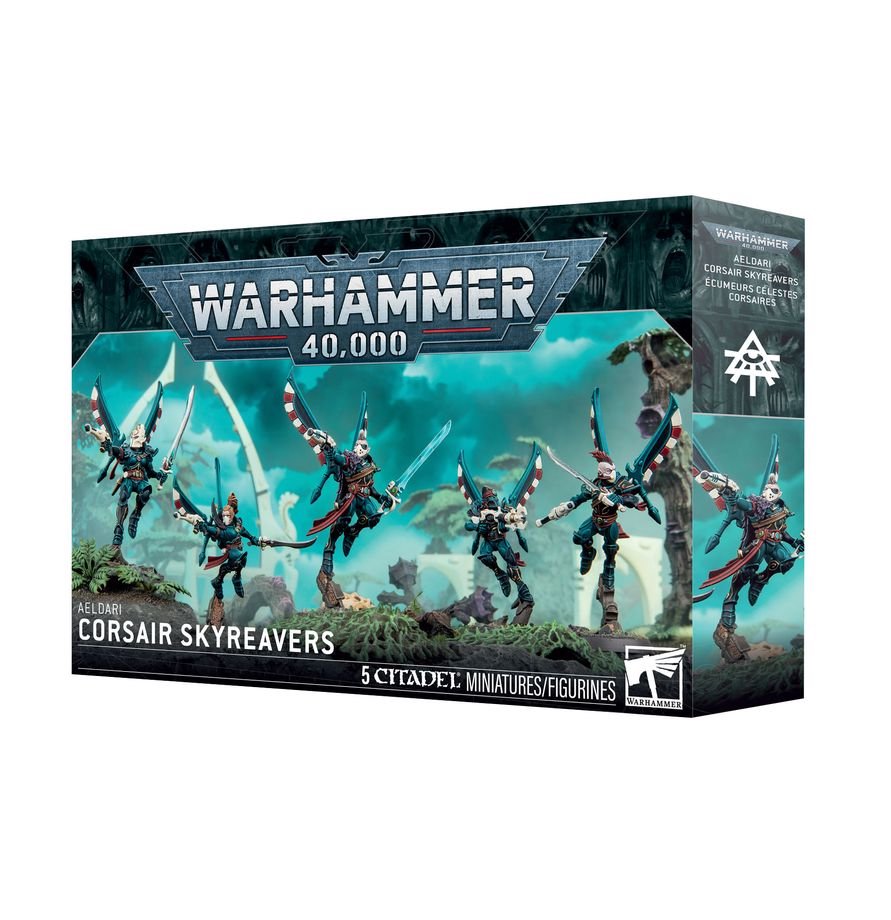 Warhammer 40,000 Aeldari Corsair Skyreavers Miniatures Set – 5 Customizable Plastic Figures with Jump Packs & Weapon Options for Warhammer 40K