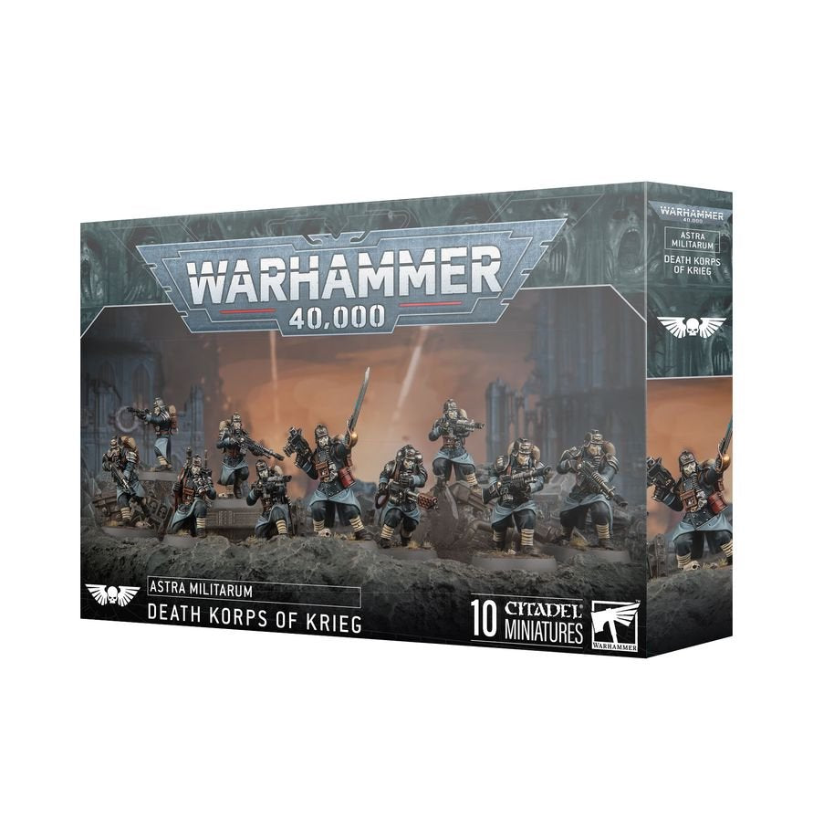 Warhammer 40,000 Astra Militarum Death Korps of Krieg Miniatures Set – 10 Customizable Plastic Soldiers with Transfer Sheet for Warhammer 40K