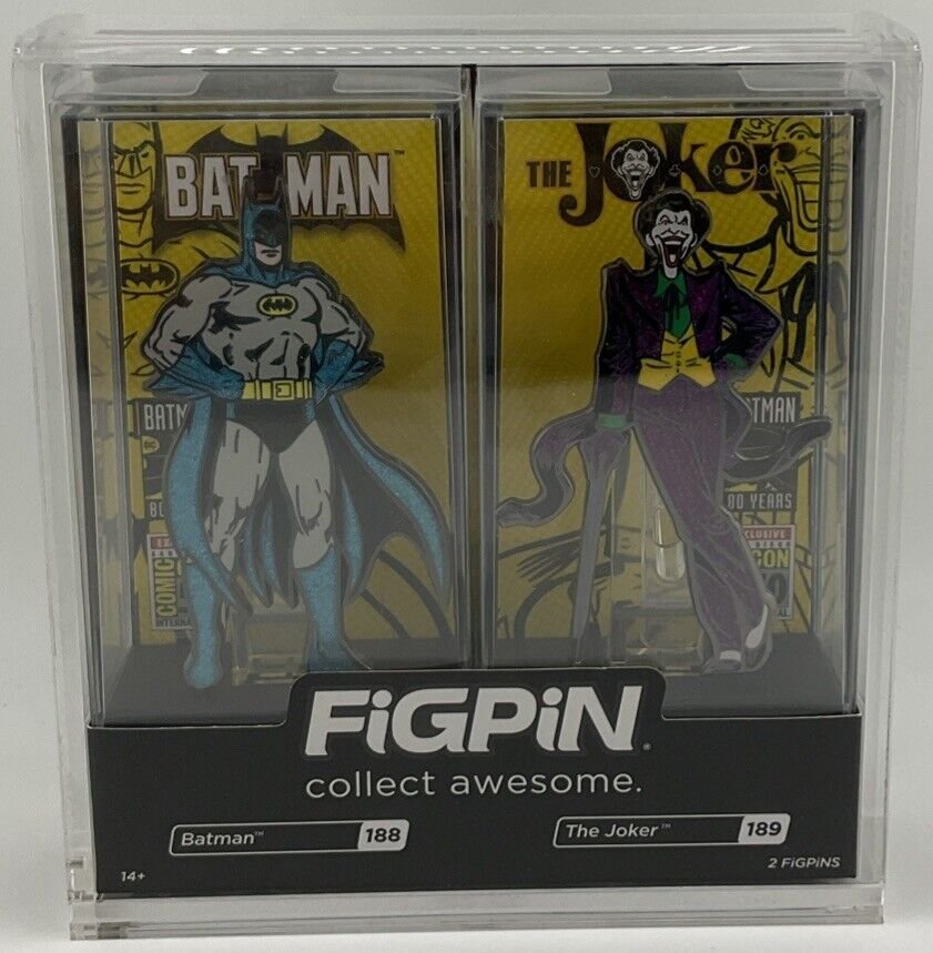 2019 SDCC Exclusive FiGPiN Batman 188 & The Joker 189 (Glitter) LE 750