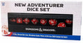 Sirius Dice Dungeons & Dragons New Adventurer's Red Dice Set – 11 Dice, Deluxe Dice Case, Reference Guide, Pencil, and Official D&D Character Sheet