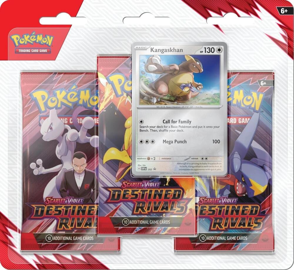 Pokemon TCG Destined Rivals 3 Pack Blister Kangaskhan Promo Card Booster Packs