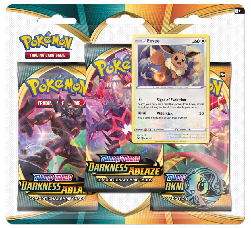 Pokemon TCG Sword and Shield Darkness Ablaze 3 Pack Blister with Eevee Promo