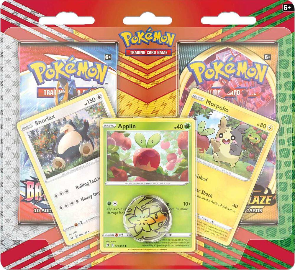 Pokemon TCG 2 Pack Blister Snorlax Morpeko Applin Trading Card Game Set