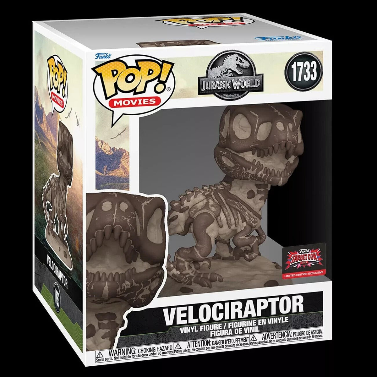 Velociraptor #1733 Funko Pop! Movies Jurassic Park Fossil - Target Con 2025 Collectible Vinyl Figure