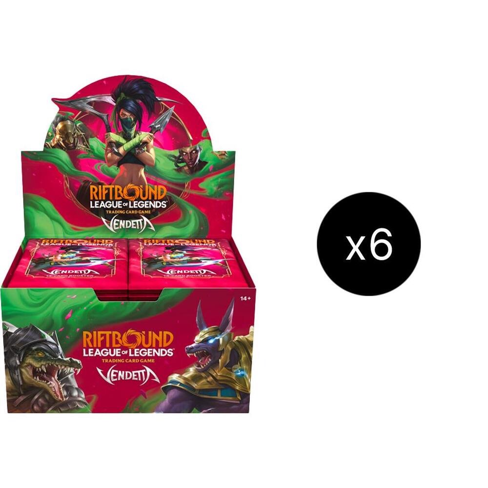 Riftbound League of Legends TCG Vendetta Booster Box Case | 6 Booster Displays per Case | 24 Packs per Display | 14 Cards per Pack | Trading Card Game Collectible Sealed Case