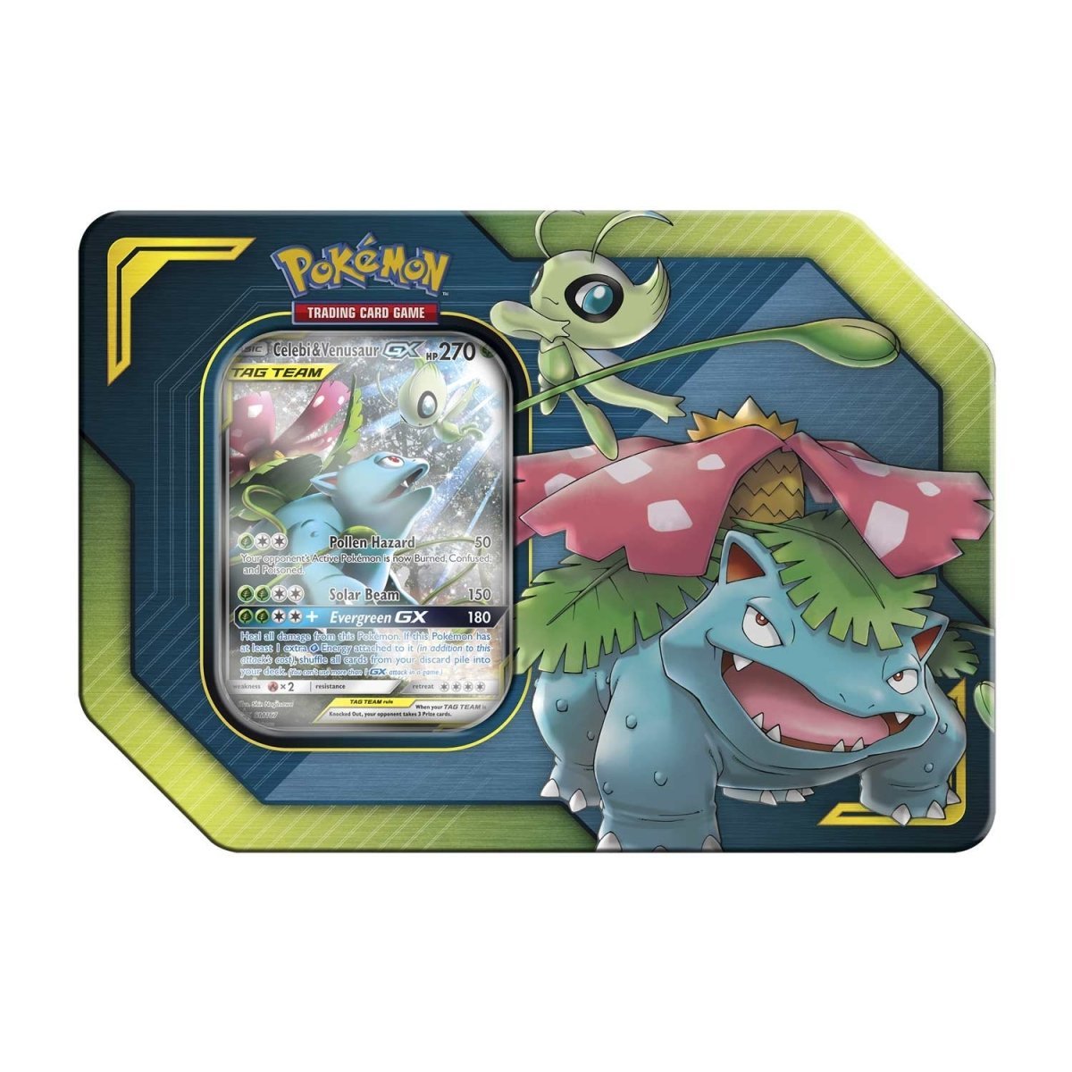 Pokemon TCG Tag Team Tin Celebi and Venusaur GX Collectible Card Game Tin