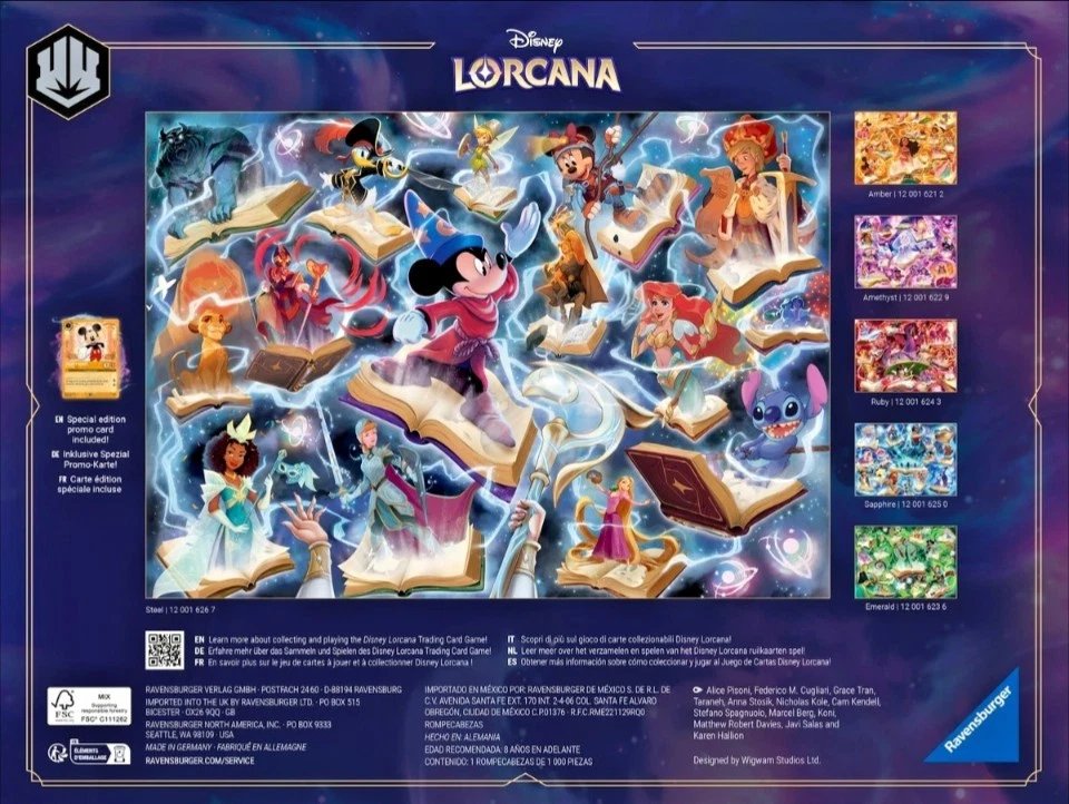 Disney Lorcana 1000 Pc Ravensburger Puzzle Glimmers o f The Realm Amber