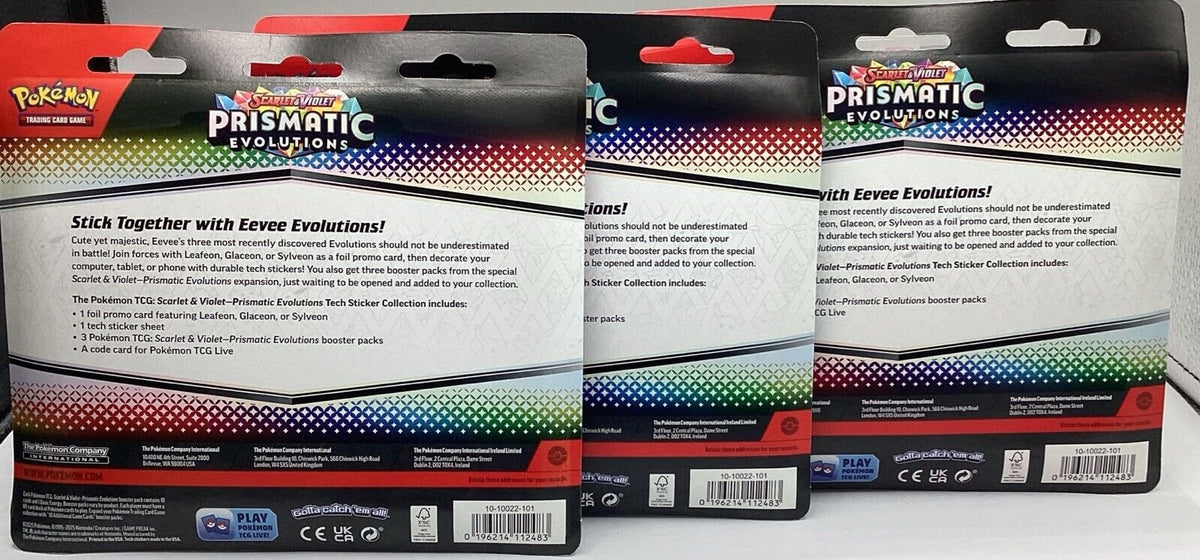 Pokemon TCG Prismatic Evolutions Tech Sticker Collection - Set of 3 Factory Sealed