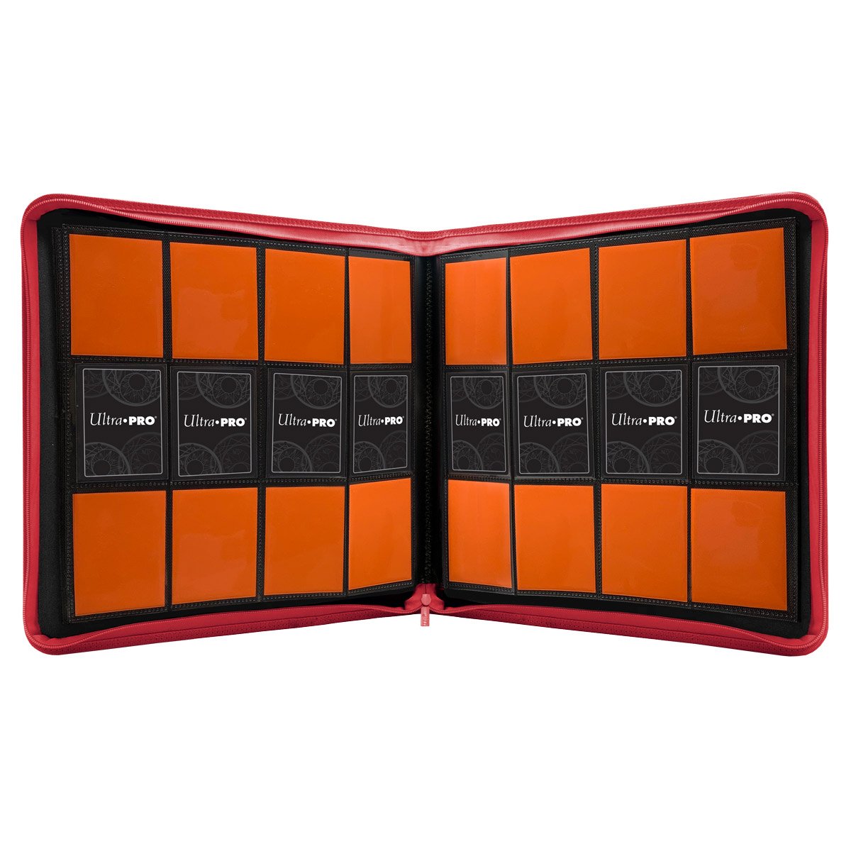 Ultra PRO PRO-Binder 12-Pocket Zippered – Red | Holds 480 Cards | Side-Loading Pockets | Padded Leatherette Cover | Acid-Free, Non-PVC Materials