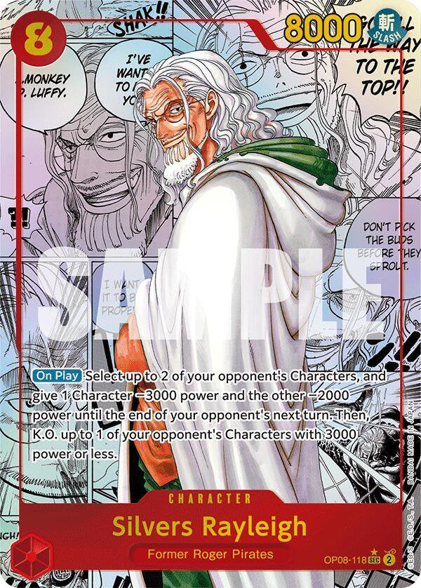 One Piece CCG Silvers Rayleigh Alternate Art Manga OP08-118 PSA 10 English