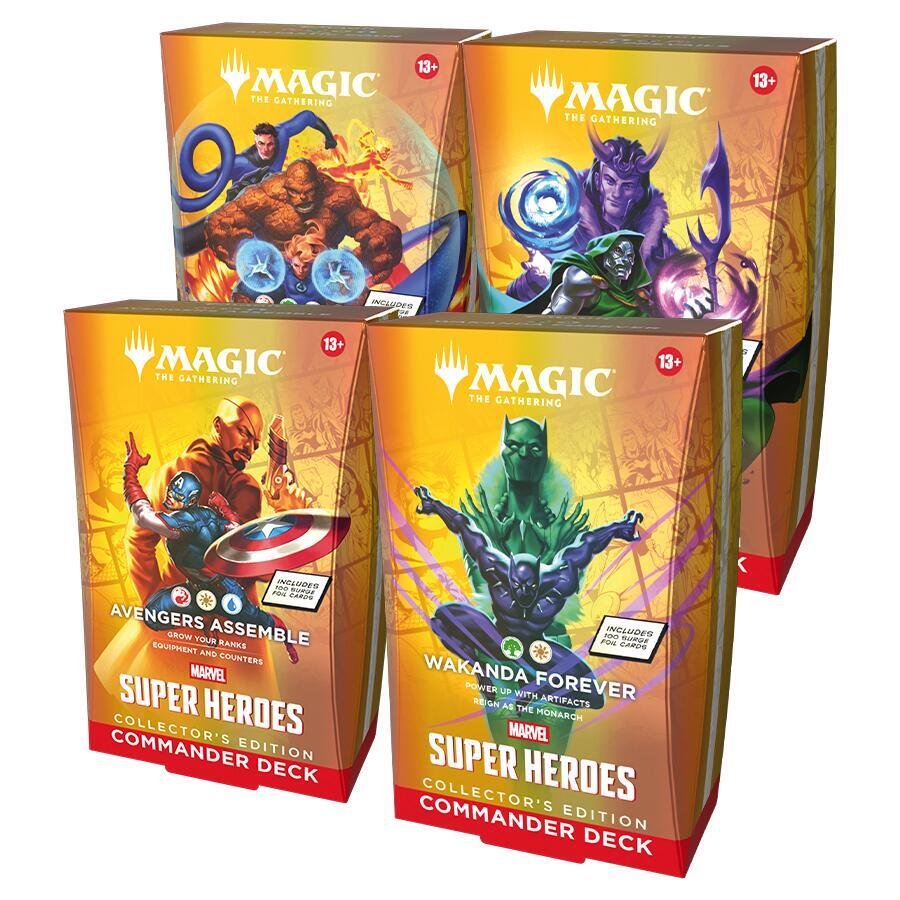 MTG Marvel Super Heroes Collector’s Edition Commander Deck Case – 4 Ready-to-Play Magic: The Gathering Decks with Surge Foil Cards & Exclusive New Cards