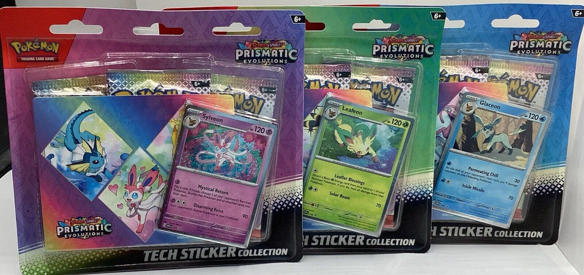 Pokemon TCG Prismatic Evolutions Tech Sticker Collection - Set of 3 Factory Sealed
