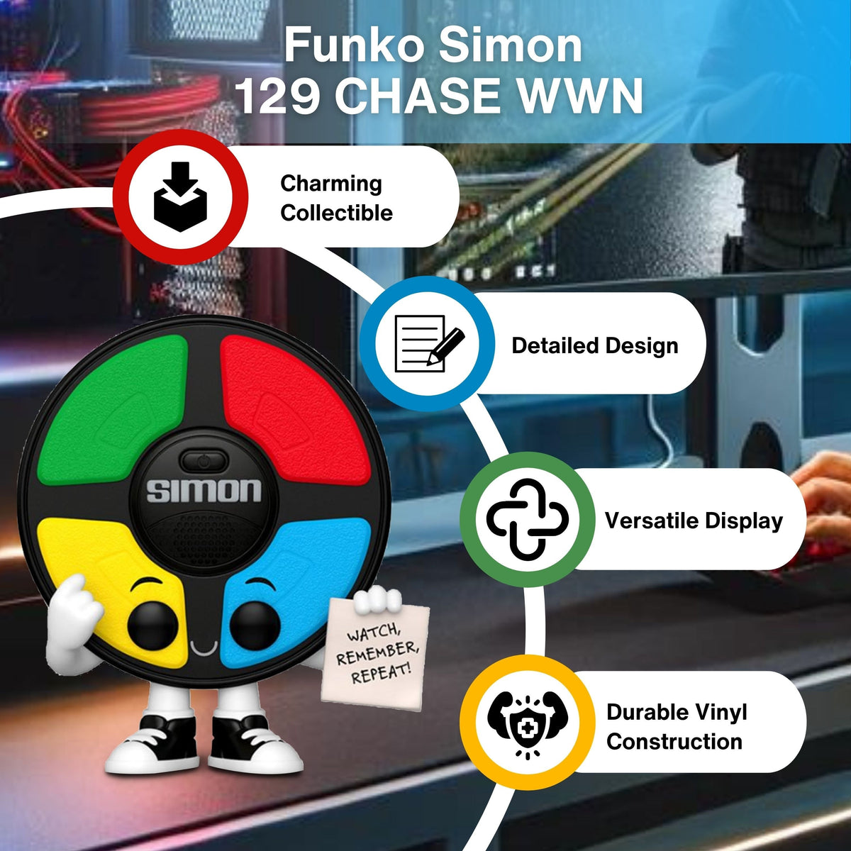 Simon Funko Pop! Retro Toys - Approximately 4" Glow Chase Limited Edition Collectible Vinyl Figure #129 withDisplay Box Protector Case
