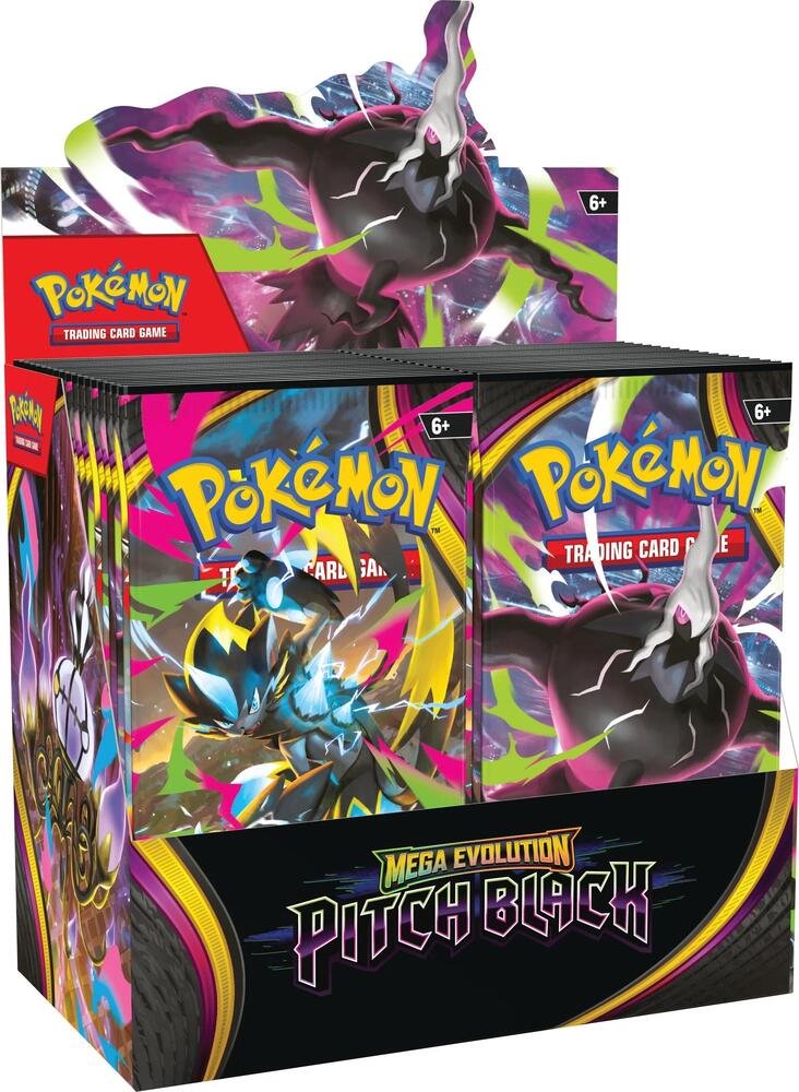 Pokémon TCG Pitch Black Booster Box ME05 – 36 Booster Packs, 10 Cards Each, Mega Darkrai ex, Zeraora ex, Chandelure ex, Collectible Trading Card Game Booster Box