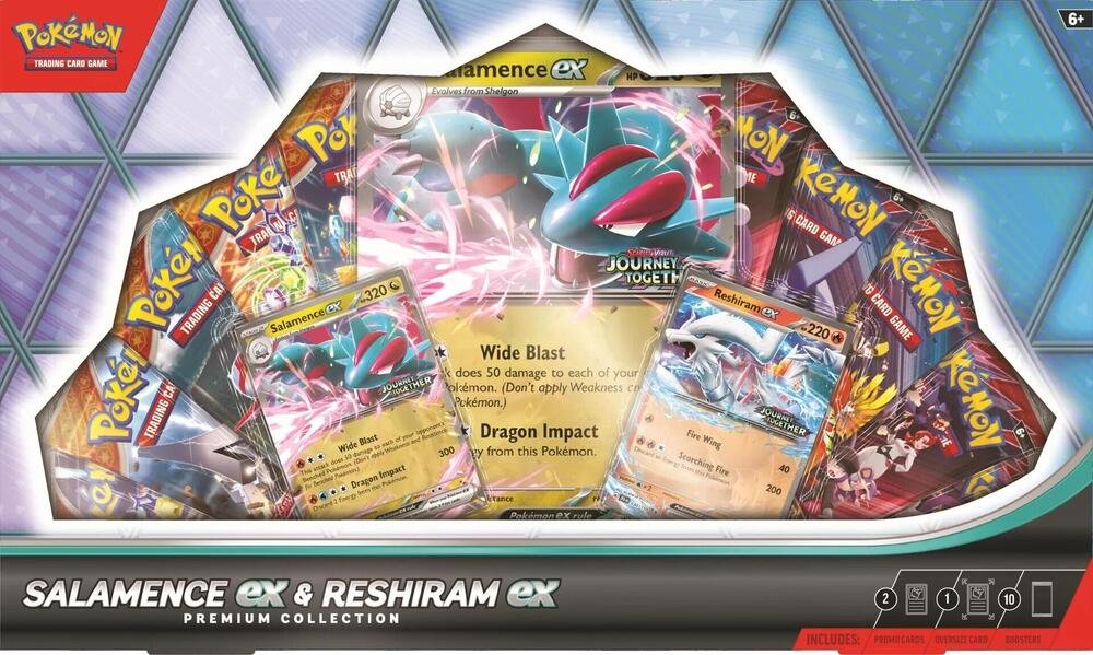 Pokemon TCG Salamence EX and Reshiram EX Premium Collection Box with Booster Packs and Promo Cards