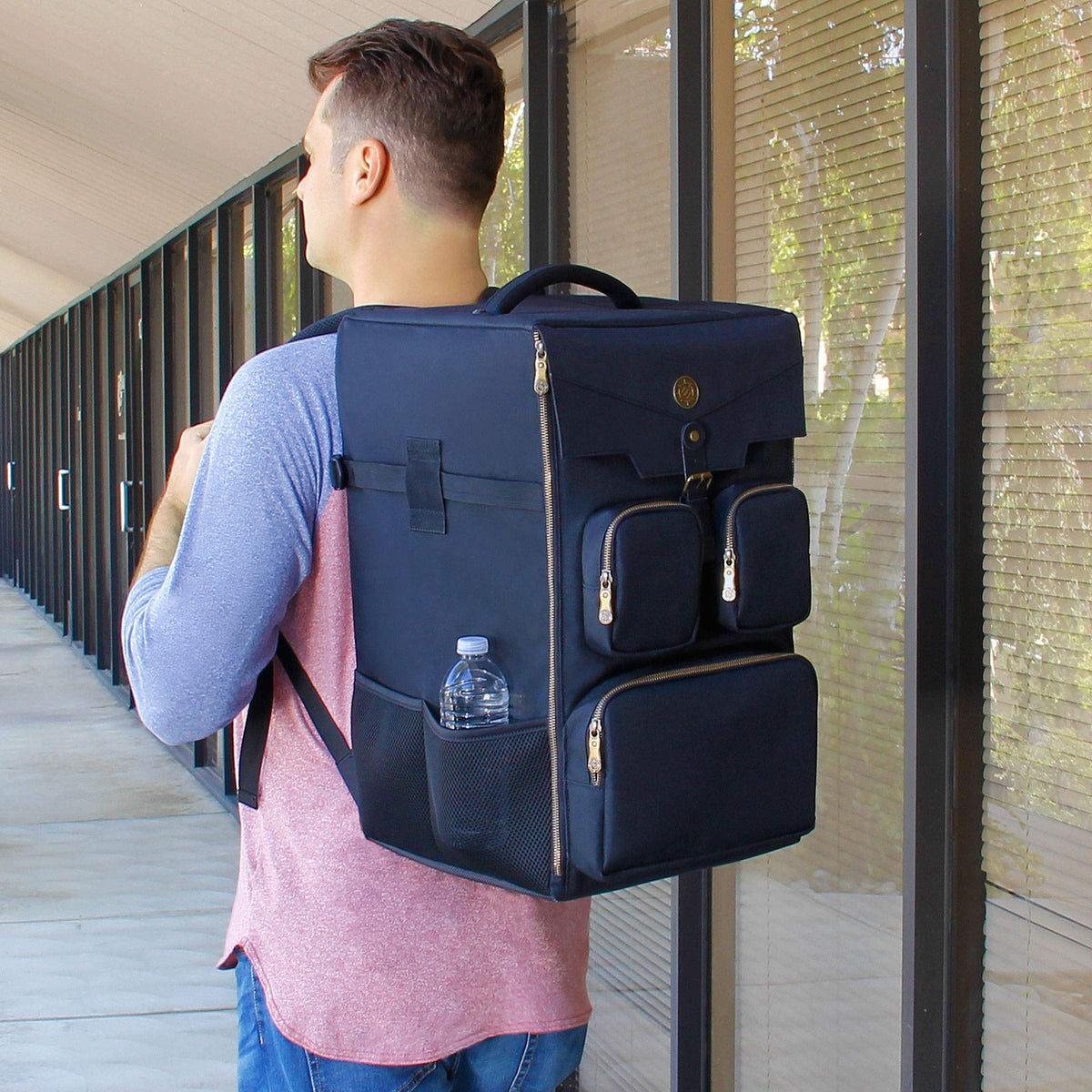 ENHANCE Board Game Backpack - Reinforced Rigid Board Game Storage with Padded Shoulder Straps, Carrying Handle, and Accessories Pockets for Dice, Cards, More - Fits and Protects Tabletop Adventures