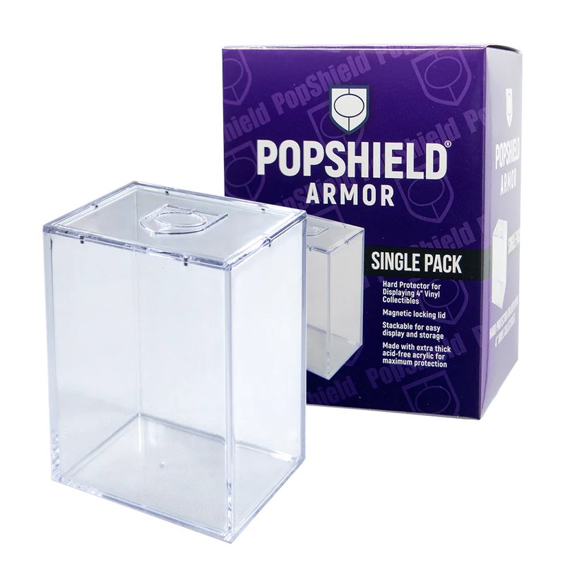 PopShield Armor Hard Protector for 4" Vinyl Collectibles - Magnetic Locking Lid - Stackable and Extra Thick Acrylic - Single Pack