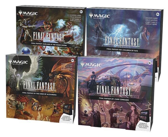 FINAL FANTASY - Scene Box Case | Magic: The Gathering TCG Crossover | Includes 4 Scene Boxes with Foil Cards, Art Cards, Play Boosters & Display Easels