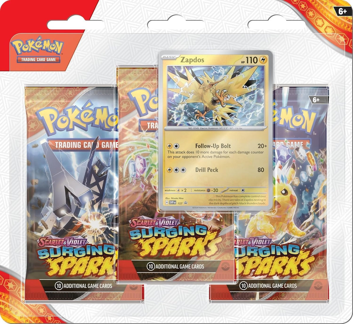 Pokemon TCG Scarlet & Violet Surging Sparks 3pk Blister Pack