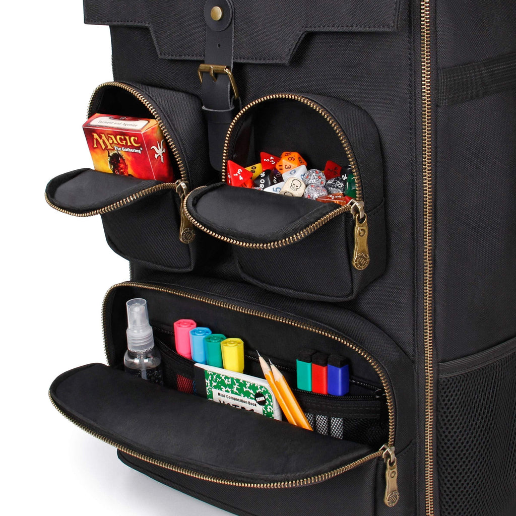 ENHANCE Board Game Backpack - Reinforced Rigid Board Game Storage with Padded Shoulder Straps, Carrying Handle, and Accessories Pockets for Dice, Cards, More - Fits and Protects Tabletop Adventures