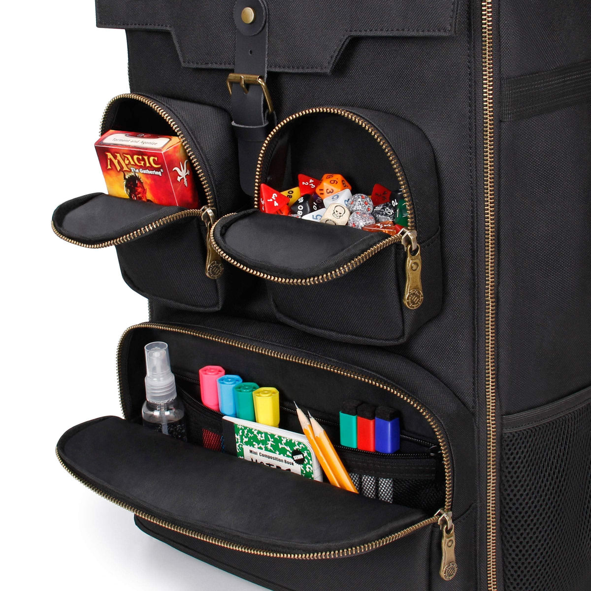 ENHANCE Board Game Backpack - Reinforced Rigid Board Game Storage with Padded Shoulder Straps, Carrying Handle, and Accessories Pockets for Dice, Cards, More - Fits and Protects Tabletop Adventures