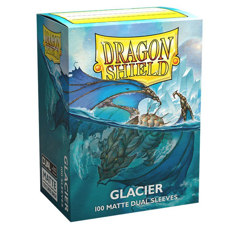 Dragon Shield Dual Matte Sleeves Glacier 100CT Standard Size Card Sleeves for MTG, Pokémon, Lorcana, Flesh and Blood, Textured Matte Back, Clear Front, Black Interior, 100 Count