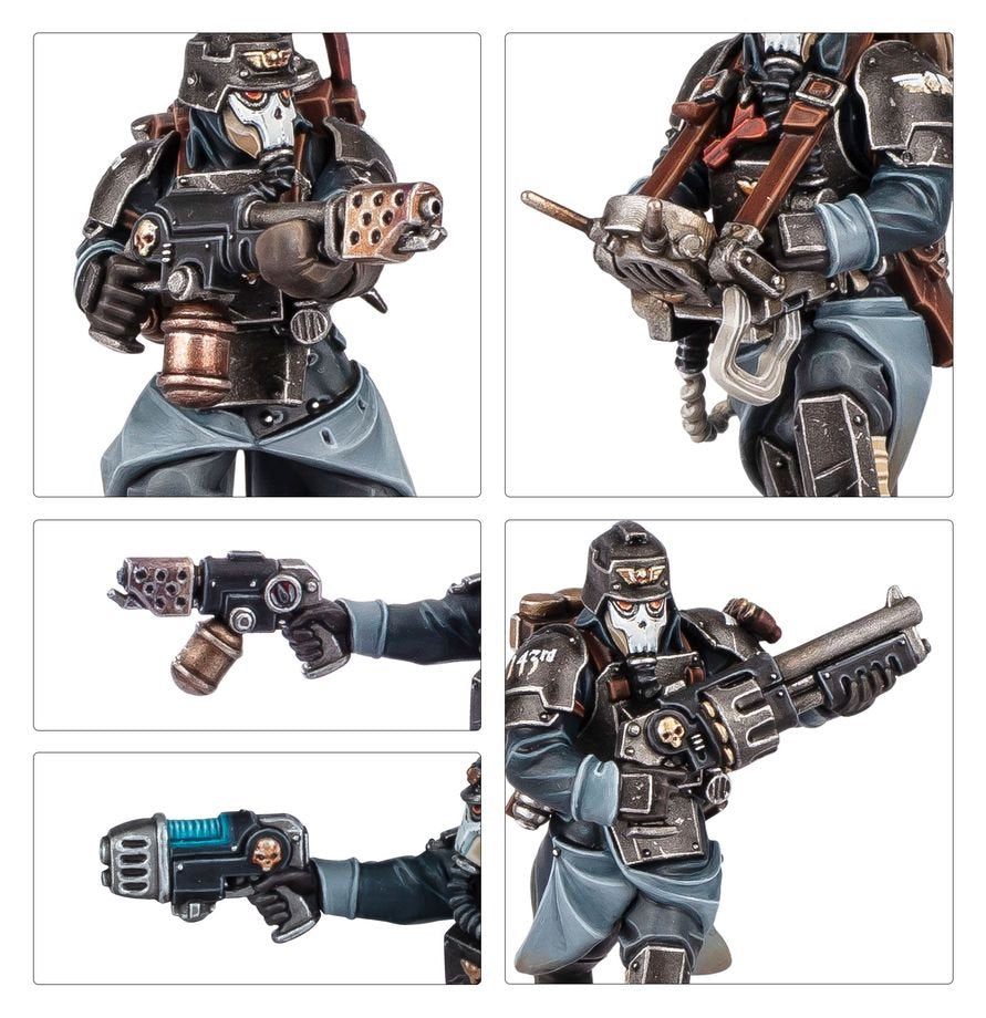 Warhammer 40,000 Astra Militarum Death Korps of Krieg Combat Engineers Set – 5+1 Plastic Miniatures Kit with Customisable Weapons, Remote Mine, Transfer Sheet, Citadel Bases