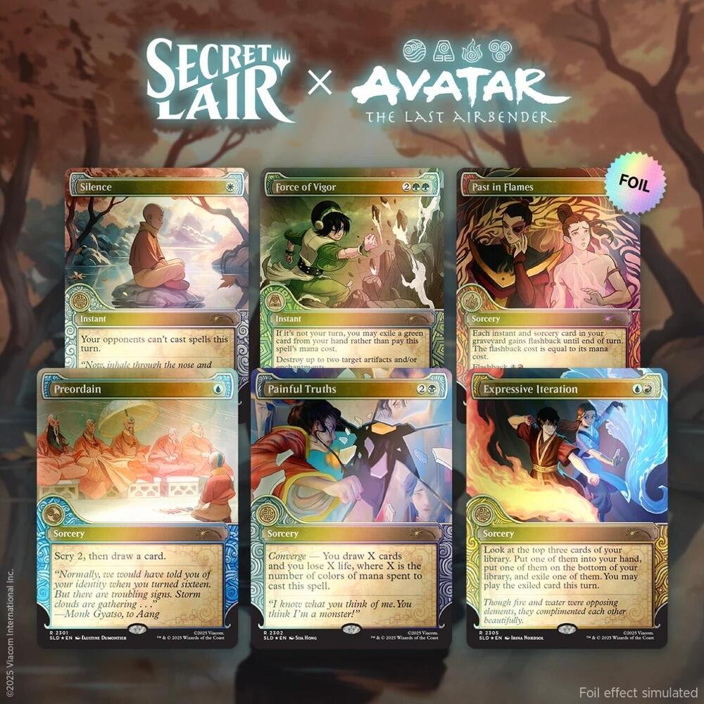 MTG Secret Lair x Avatar The Last Airbender: One with the Elements Rainbow Foil Edition - Secret Lair Drop Series Collectible Card Set