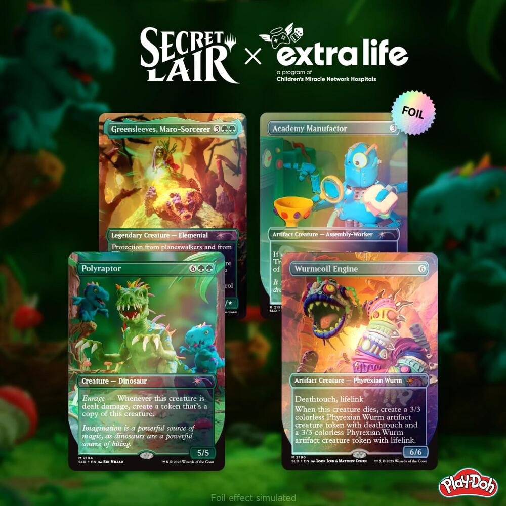 MTG Secret Lair X Play Doh Squishful Thinking Extra Life Rainbow Foil Magic The Gathering Cards Pack